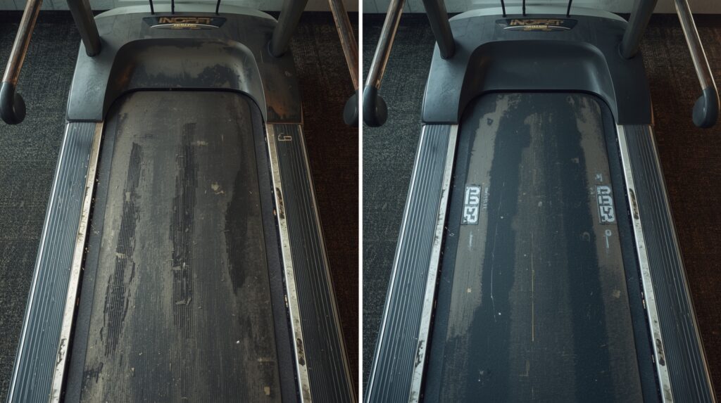 Comparison of a worn-out treadmill and a well-maintained treadmill for buyers