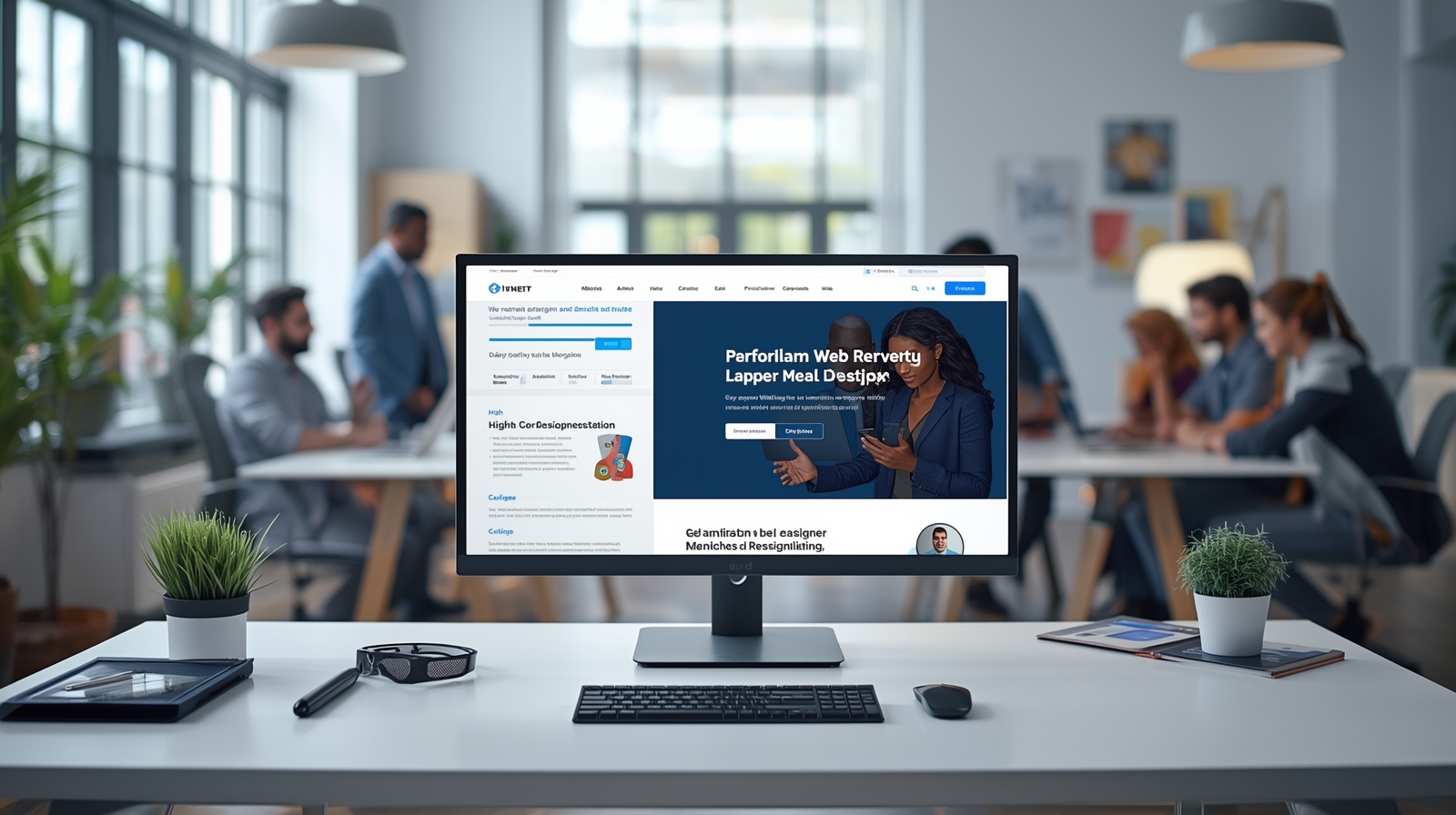 Professional web design and development team in the USA creating a modern business website