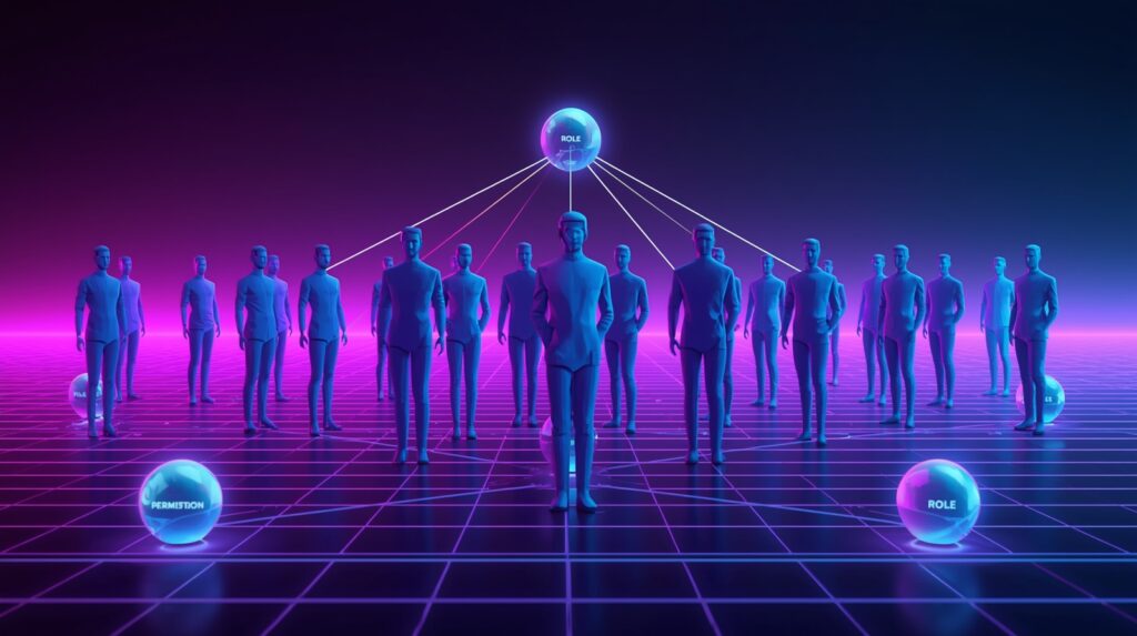 Role hierarchy visualization illustrating role-based access control assignments.