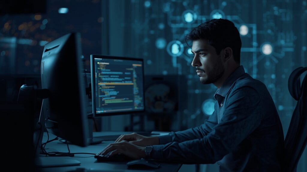 Advanced artificial intelligence capstone project development in a professional workspace